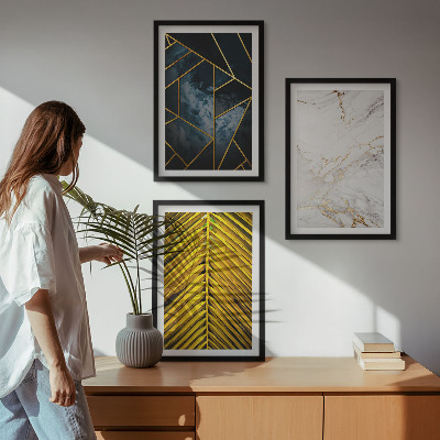 3 paveikslų rinkinys su rėmais Geometriniai raštai ir augmenija