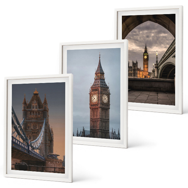 Įrėmintas triptikas Londono tilto Big Beno laikrodis