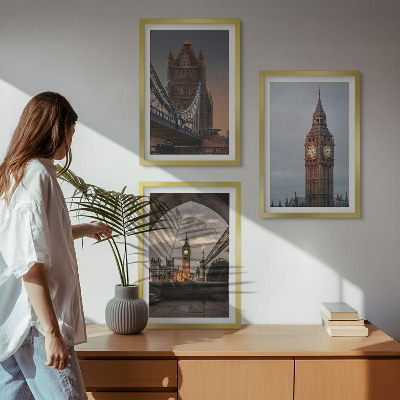 Įrėmintas triptikas Londono tilto Big Beno laikrodis