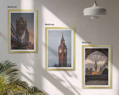 Įrėmintas triptikas Londono tilto Big Beno laikrodis