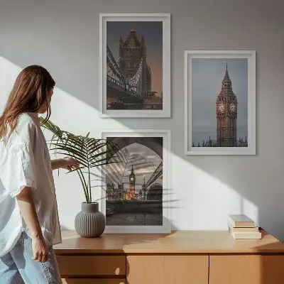 Įrėmintas triptikas Londono tiltas su Big Beno laikrodžiu