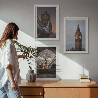 Įrėmintas triptikas Londono tilto Big Beno laikrodis