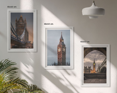Įrėmintas triptikas Londono tilto Big Beno laikrodis