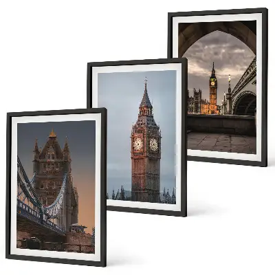 Įrėmintas triptikas Londono tiltas su Big Beno laikrodžiu