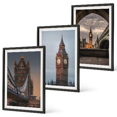 Įrėmintas triptikas Londono tilto Big Beno laikrodis