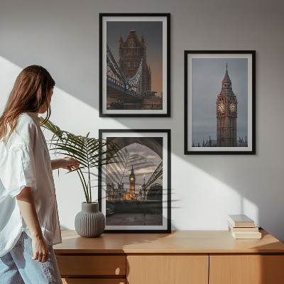 Įrėmintas triptikas Londono tilto Big Beno laikrodis