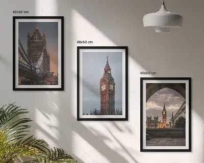 Įrėmintas triptikas Londono tiltas su Big Beno laikrodžiu