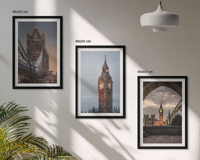 Įrėmintas triptikas Londono tilto Big Beno laikrodis