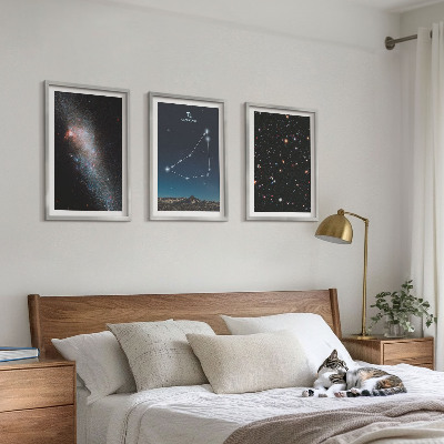 3 paveikslų rinkinys su rėmais Ožiaragio žvaigždyno galaktika