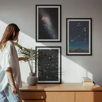 Ožiaragio žvaigždyno galaktika 3 paveikslų rinkinys su rėmais