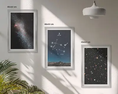 Dvynių zodiako galaktikos paveikslų rinkinys su rėmais, 3 dalių