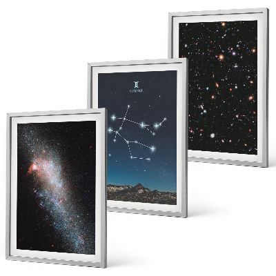 3 paveikslų rinkinys su rėmais Dvynių zodiako galaktika
