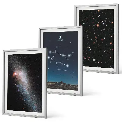 Dvynių zodiako galaktikos paveikslų rinkinys su rėmais, 3 dalių