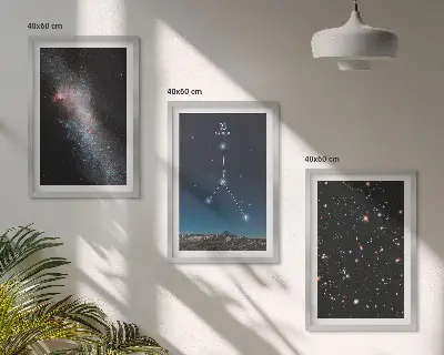 Įrėmintas triptikas kosminė galaktika Vėžio žvaigždyne