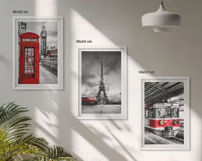 Paveikslų rinkinys su rėmais Londono ir Paryžiaus transporto piktogramos (3 vnt.)