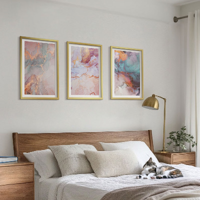 3 paveikslų rinkinys su rėmais Abstraktūs pasteliniai raštai