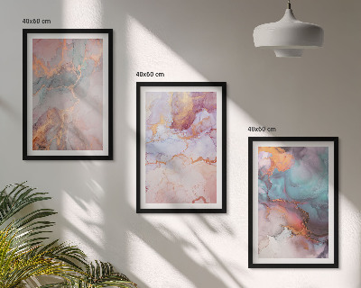 3 paveikslų rinkinys su rėmais Abstraktūs pasteliniai raštai