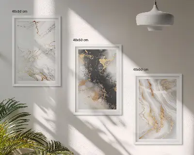 Abstraktūs balti ir juodi raštai 3 paveikslų rinkinys su rėmais