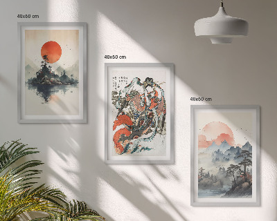 3 paveikslų rinkinys su rėmais Azijos japandi paveikslai