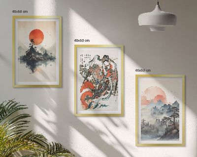 3 paveikslų rinkinys su rėmais Azijos japandi paveikslai