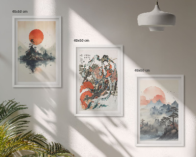 3 paveikslų rinkinys su rėmais Azijos japandi paveikslai