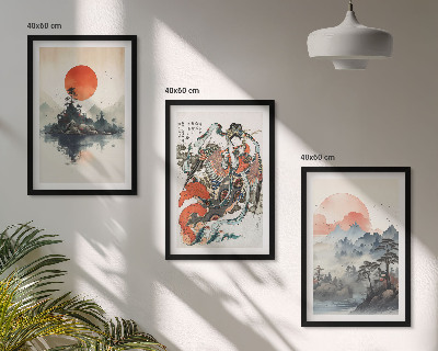 3 paveikslų rinkinys su rėmais Azijos japandi paveikslai
