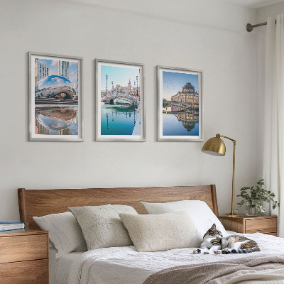 Įrėmintas triptikas Miestų ant vandens architektūra