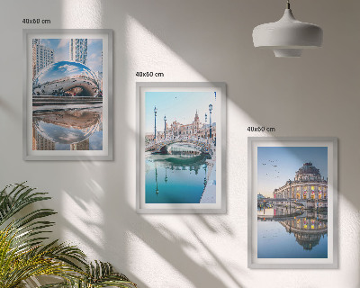 Įrėmintas triptikas Miestų ant vandens architektūra