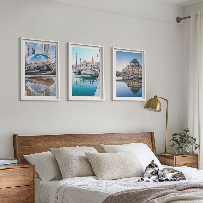 Įrėmintas triptikas Miestų ant vandens architektūra