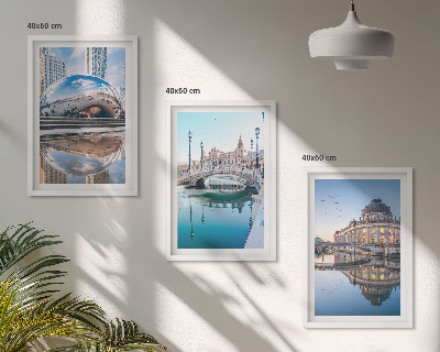 Įrėmintas triptikas Miestų ant vandens architektūra