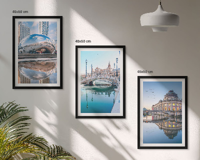 Įrėmintas triptikas Miestų ant vandens architektūra