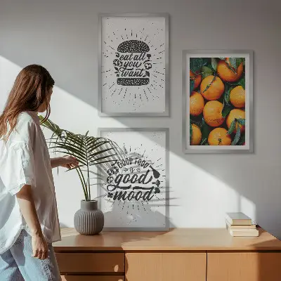 Sultingų apelsinų virtuvė 3 paveikslų rinkinys su rėmais