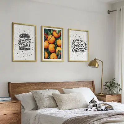 Sultingų apelsinų virtuvė 3 paveikslų rinkinys su rėmais