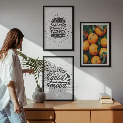 Sultingų apelsinų virtuvė 3 paveikslų rinkinys su rėmais