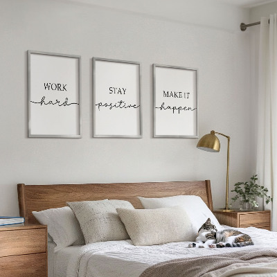 Įrėmintas triptikas Minimalistiniai motyvaciniai užrašai