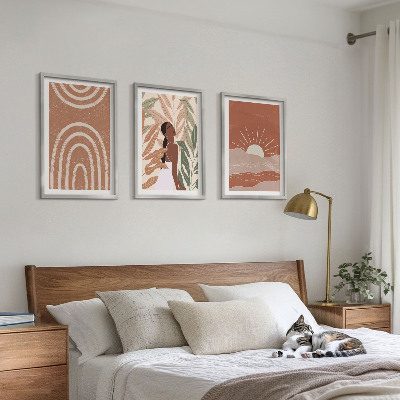 Įrėmintas triptikas Boho abstrakčios formos