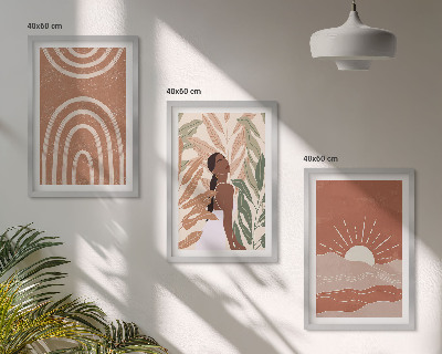 Įrėmintas triptikas Boho abstrakčios formos
