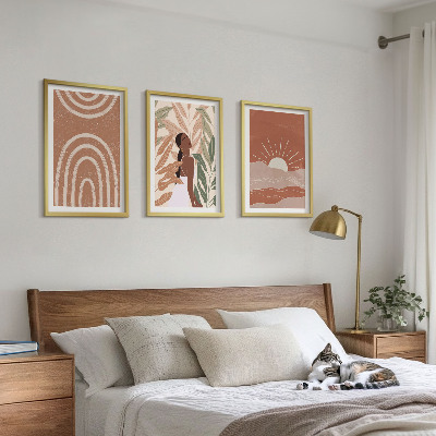 Įrėmintas triptikas Boho abstrakčios formos