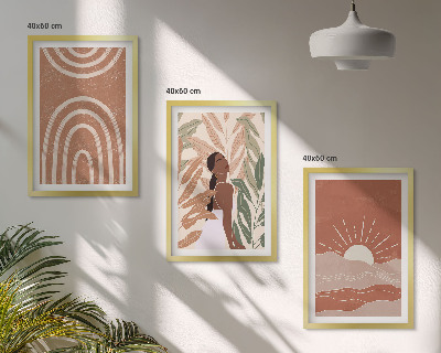 Įrėmintas triptikas Boho abstrakčios formos