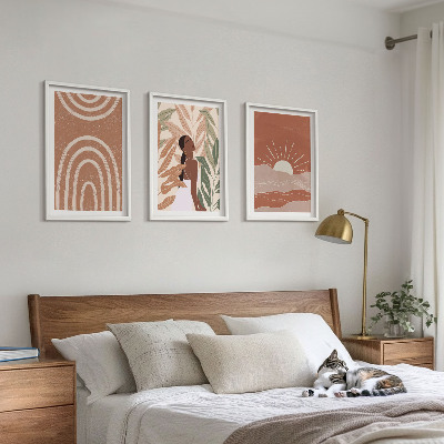 Įrėmintas triptikas Boho abstrakčios formos