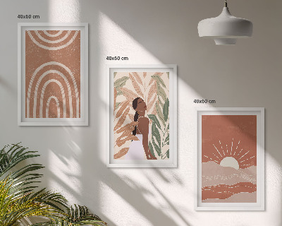 Įrėmintas triptikas Boho abstrakčios formos