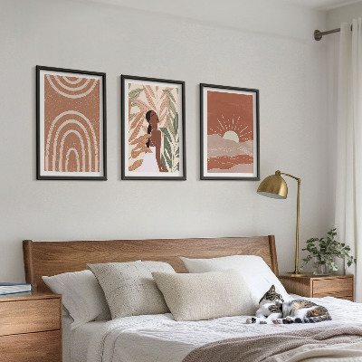 Įrėmintas triptikas Boho abstrakčios formos