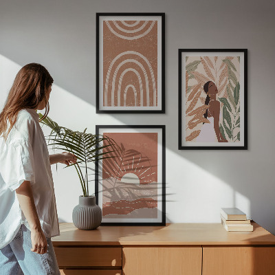 Įrėmintas triptikas Boho abstrakčios formos