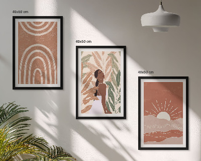 Įrėmintas triptikas Boho abstrakčios formos