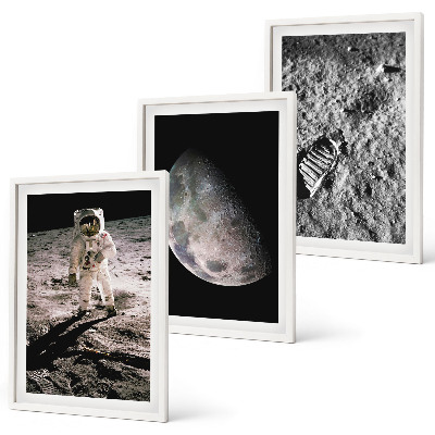 3 paveikslų rinkinys su rėmais Astronauto Mėnulio nuotrauka