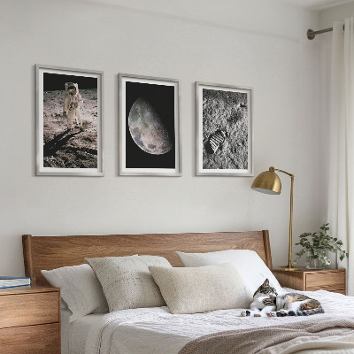3 paveikslų rinkinys su rėmais Astronauto Mėnulio nuotrauka