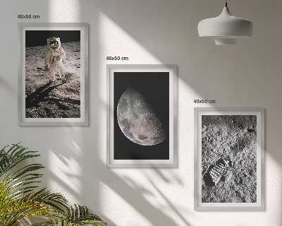 3 paveikslų rinkinys su rėmais Astronauto Mėnulio nuotrauka