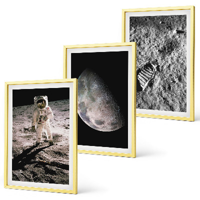 3 paveikslų rinkinys su rėmais Astronauto Mėnulio nuotrauka