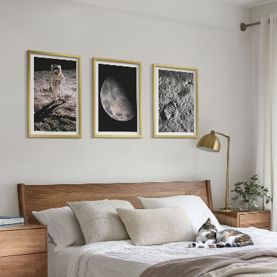 3 paveikslų rinkinys su rėmais Astronauto Mėnulio nuotrauka