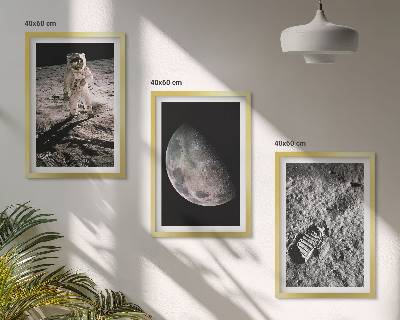3 paveikslų rinkinys su rėmais Astronauto Mėnulio nuotrauka